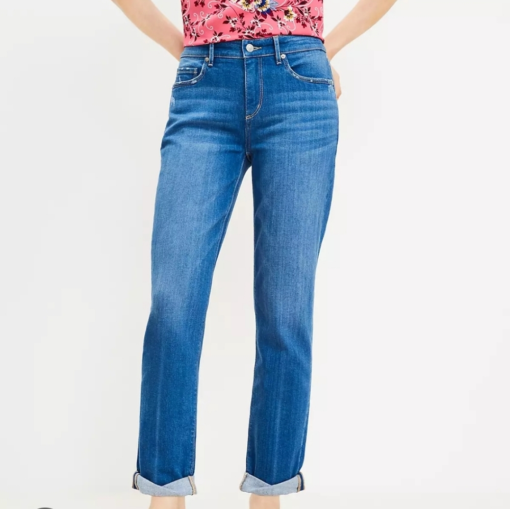 LOFT Made And Loved The Girlfriend Relaxed Fit Blue Jeans